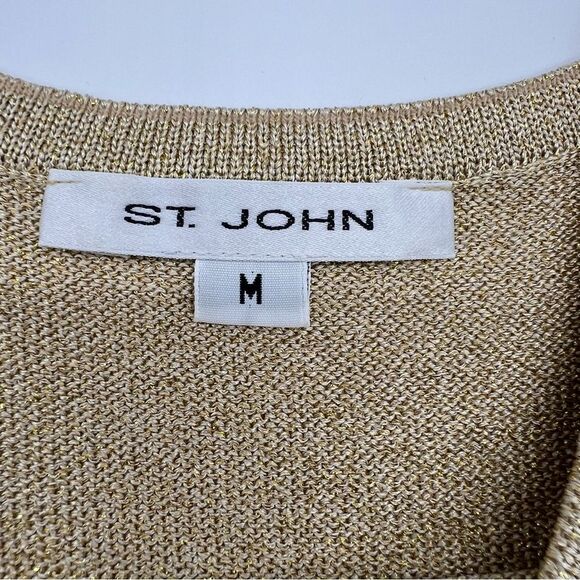 St. John Gold Metallic Santana Knit Tank Top w/Scoop Neck Women's Size M - Picture 7 of 7